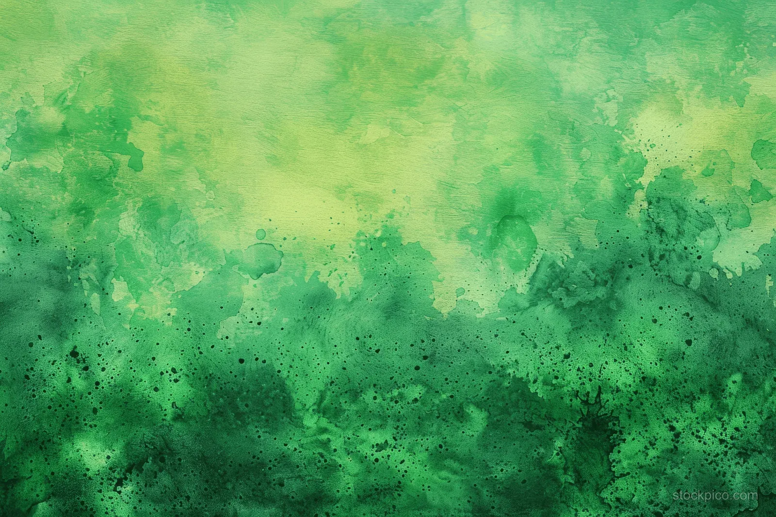 Green and yellow watercolor abstract background with soft speckled texture.
