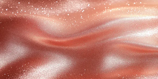 Rose gold glitter background with pink champagne shimmer and soft bokeh light spots across a blurred texture.