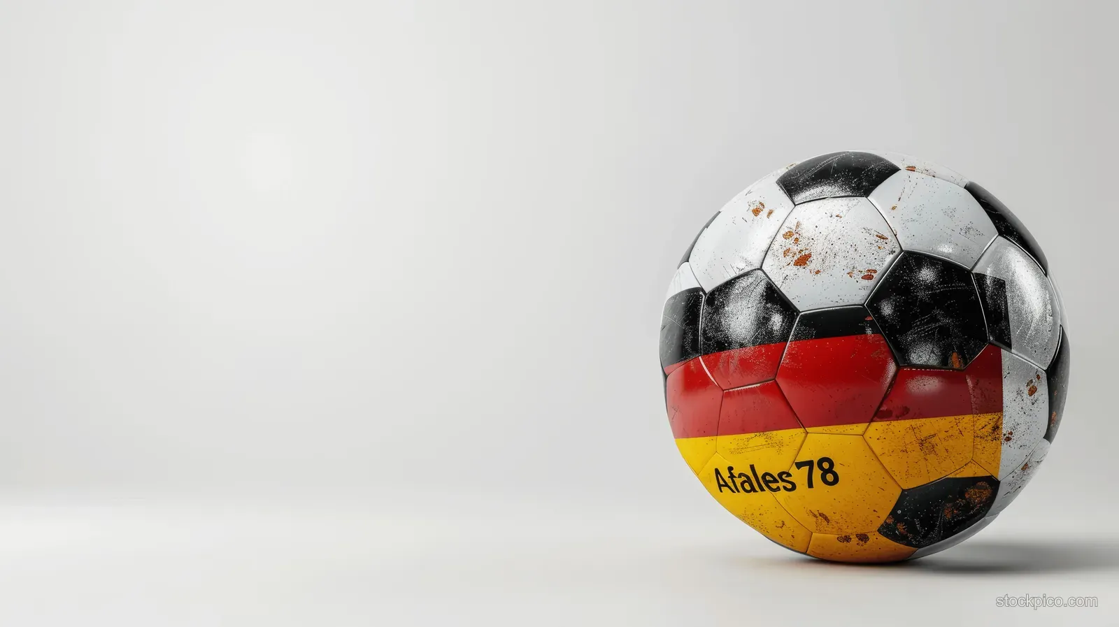 German flag colored soccer ball with championship design details on a plain white background.