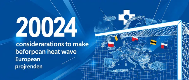A 2024 European soccer poster displays a heat wave map over Europe with a goal net and small flags.