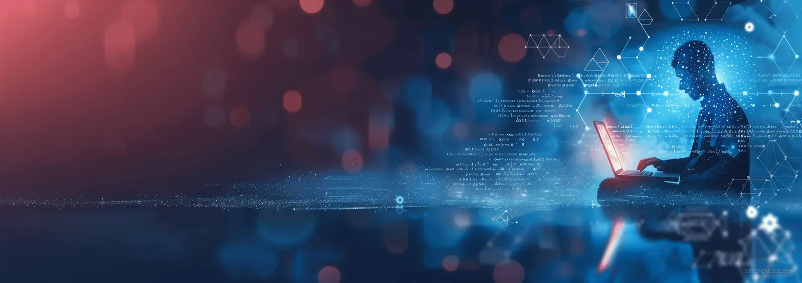 Businesswoman at a desk uses a laptop with glowing cloud data visuals for digital document management.