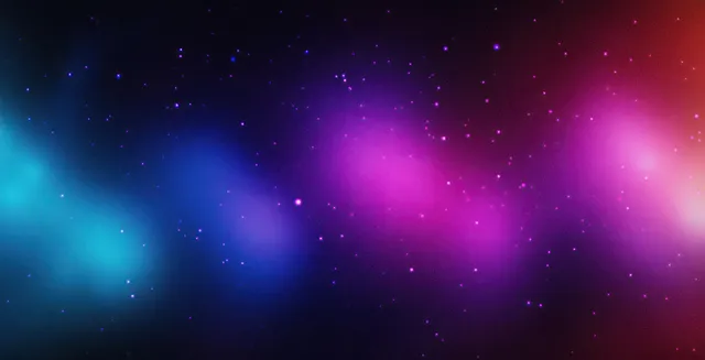 Purple teal gradient background with soft bokeh lights and subtle galaxy speckles