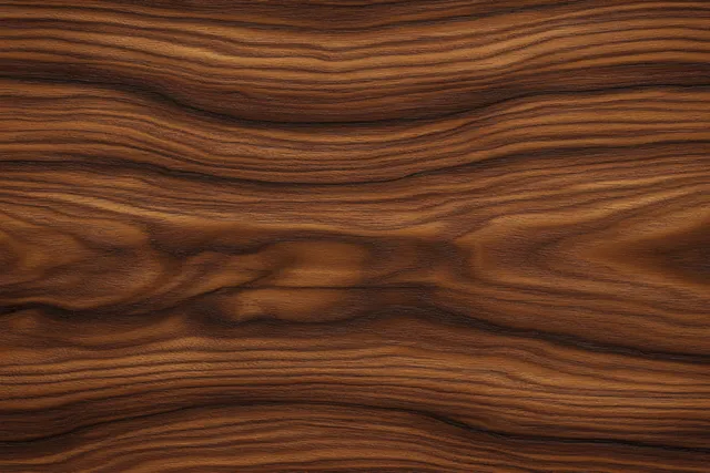 Close-up of flowing brown wood grain texture with smooth warm surface lines filling the frame.