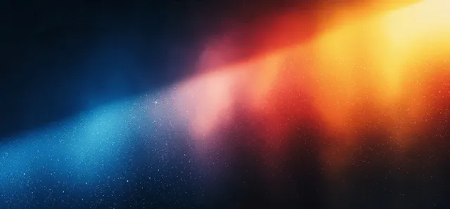 Neon glowing wave gradient background with blue-pink-orange colors and grain noise on black