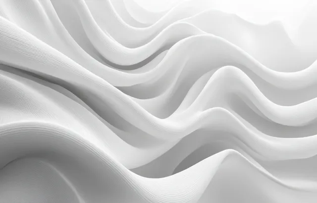 Minimalist white wavy curves background with soft shadows and layered ribbon-like contours