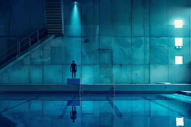 Focused Diver at the Edge of a 10m Platform