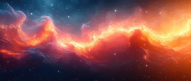 Surreal Outer Space Landscape with Glowing Abstract Waves