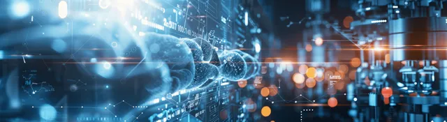 Medical lab equipment with a glowing holographic data overlay and real-time analytics graphics.