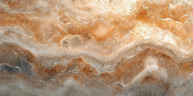 Close-up marble stone texture with layered veining in brown, gray, and white crystals