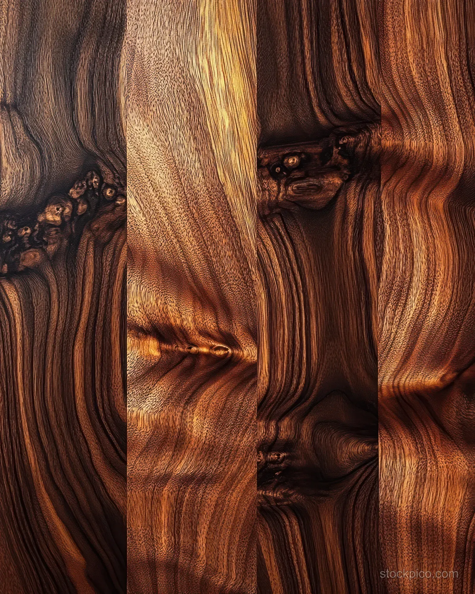 Close-up of a warm brown timber surface with detailed wood grain lines and knots.