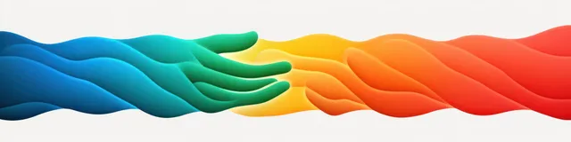 Colorful waving hands icon strip for greeting and farewell on clean white background