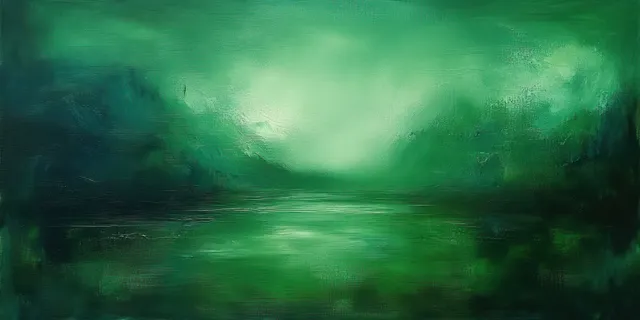 Dark green abstract painted texture background with a soft glowing center and vintage patina.
