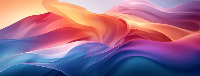 Vibrant gradient wave ribbons flowing across a soft abstract background