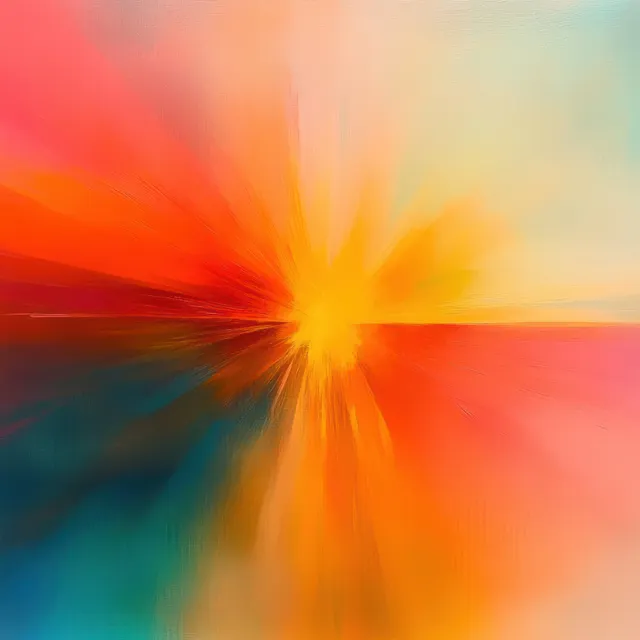 Warm color burst abstract radiating from center with dynamic brush strokes