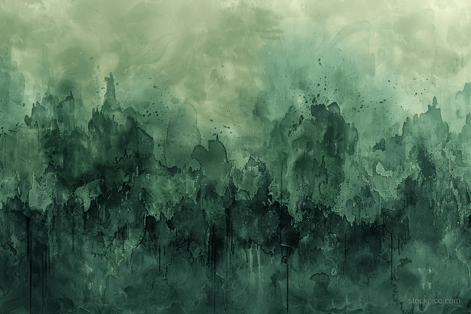 Olive green watercolor camouflage texture with dark grunge layers and light mottled tones.