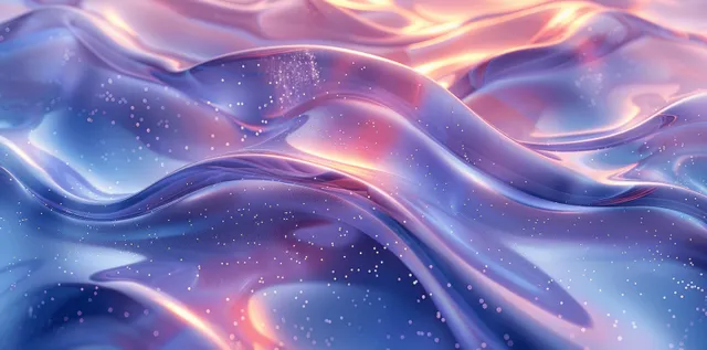 Iridescent liquid glass heart abstract background with blue white refraction waves