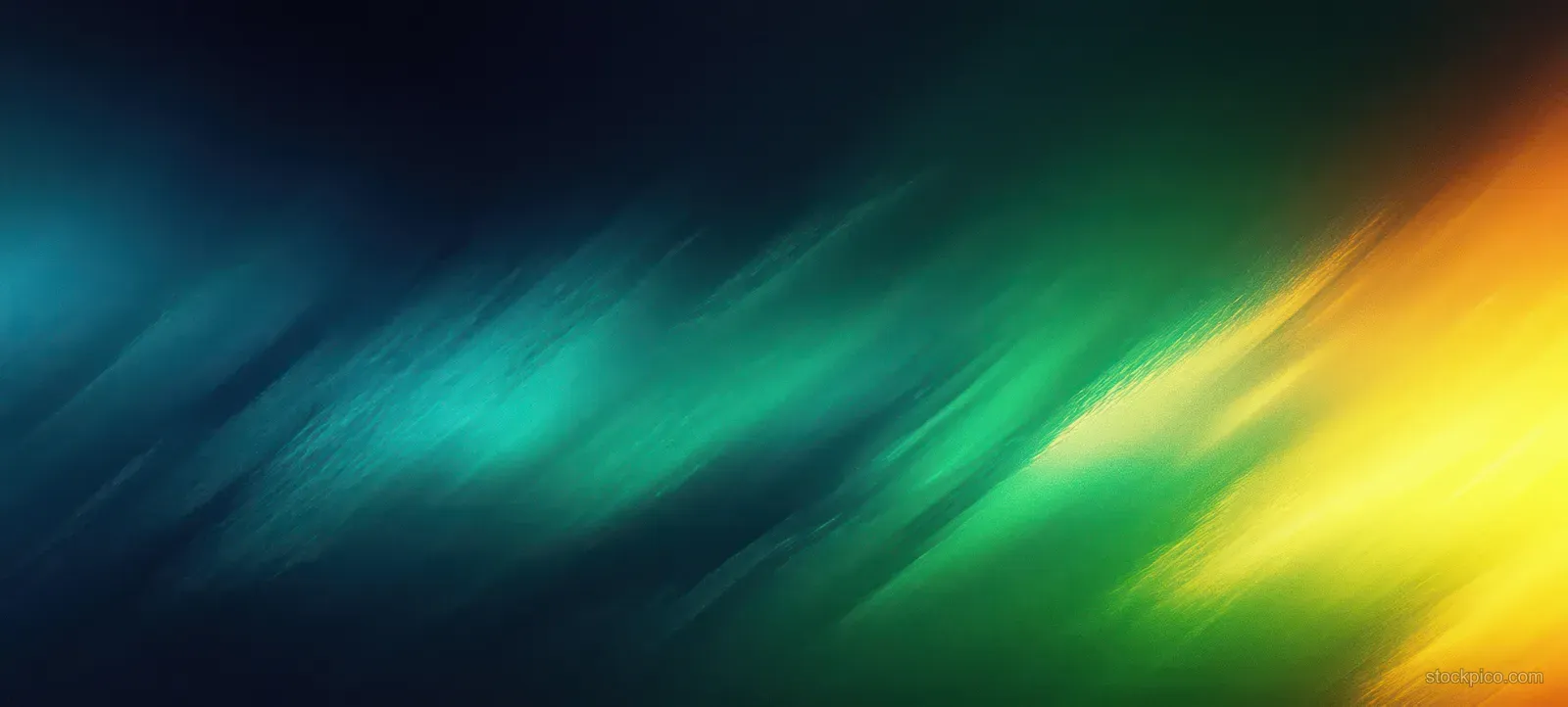 Green and blue gradient abstract background with blurred glowing light streaks and soft haze.