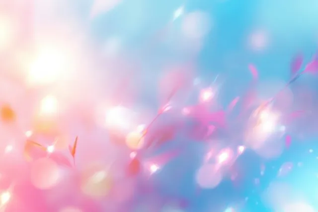 Pastel light rays with pink and blue bokeh, glowing abstract background