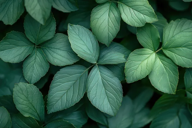 Textured green fiddle fig leaves filling a dark natural background