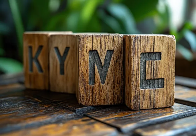 Key metrics cubes on desk with KPI letters and risk-style charts in soft green blur