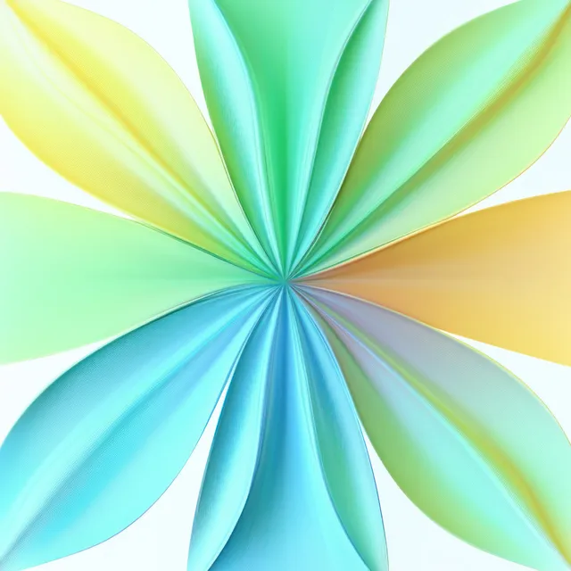 Symmetrical metallic teal-blue flower petals radiating outward with soft gradient glow