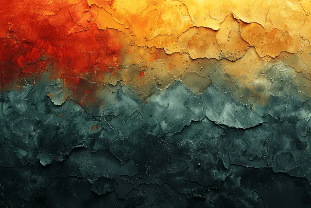 Vintage orange to green gradient background with grainy distressed texture and copy space
