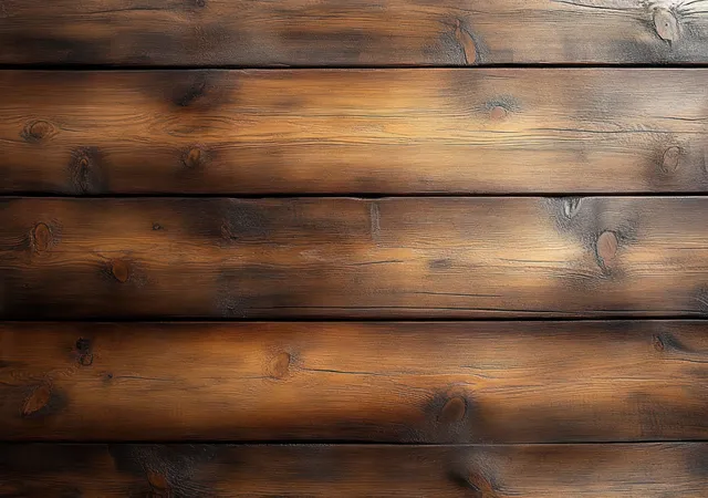 Close-up of horizontal wooden planks with warm grain, knots, and weathered texture.
