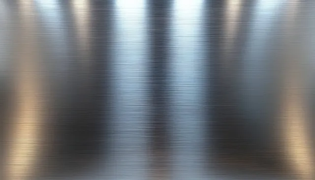 Brushed stainless steel surface with soft natural light streaks and reflective gradient