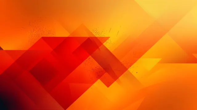 Orange gradient abstract background with layered triangles, squares, and diagonal stripe-like bands.
