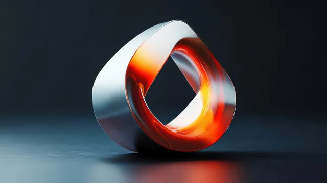 A modern 3D glossy interface icon with dramatic lighting on a dark background, suitable for UI concept mockups.