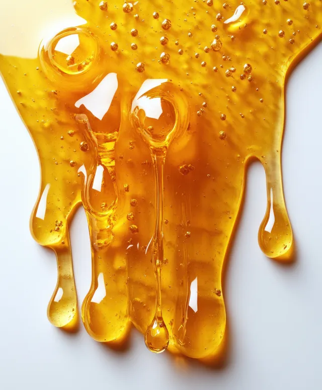 Fish Oil Capsules Dripping Golden Drops on White Background