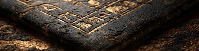 Weathered stone tablet filled with carved Egyptian hieroglyphs under warm angled light.