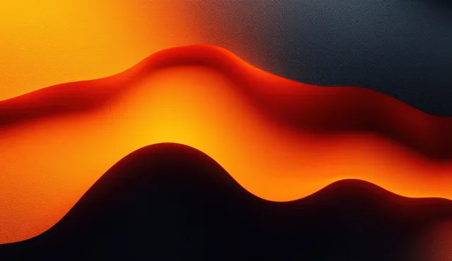 Orange and black flame-like waves create a blurred retro gradient background texture