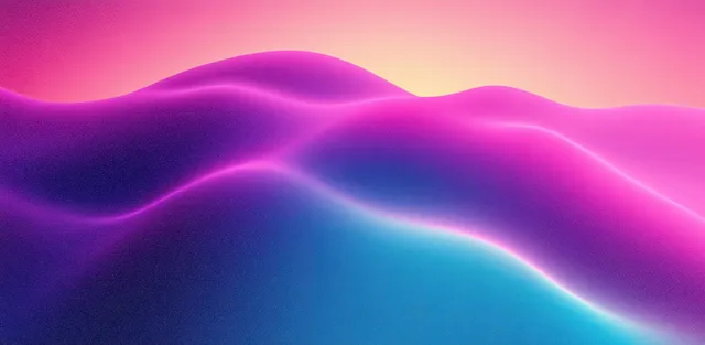 Teal to purple abstract wave gradient with soft glow and subtle grain background