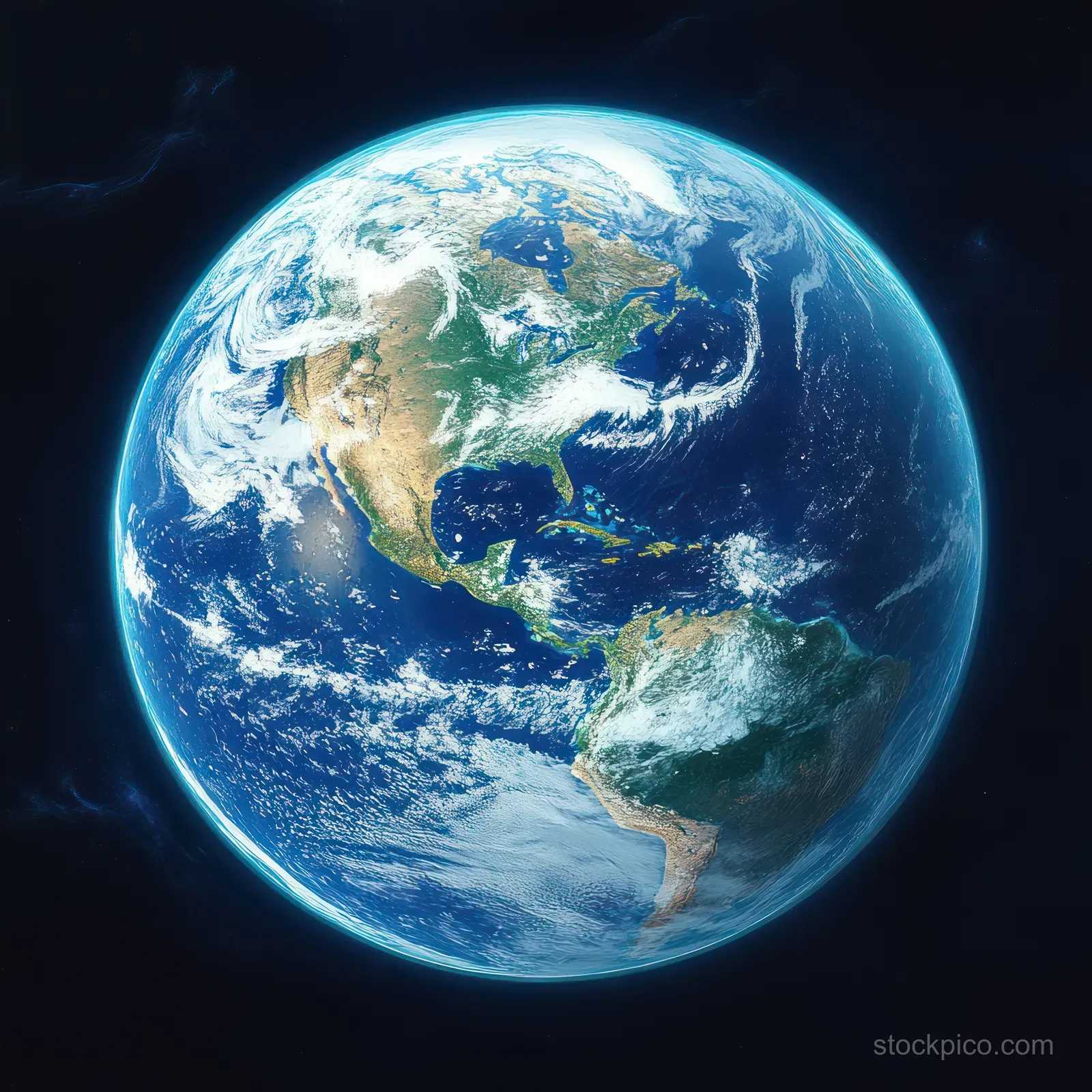 Earth seen from space at twilight with illuminated oceans, detailed continents, and a glowing atmospheric edge.