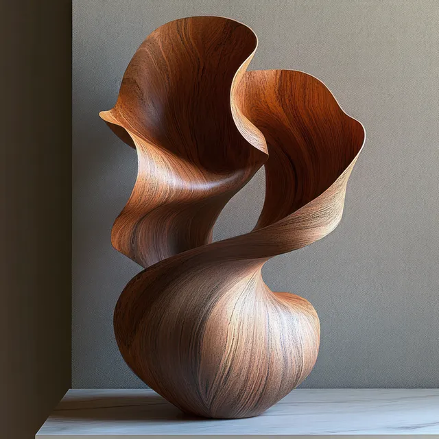Draped bronze fabric sculpture with flowing folds on a minimalist studio floor