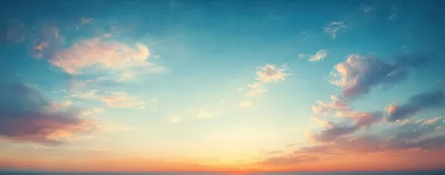 Pastel dusk sky with blended cloud formations and glowing horizon in an impressionist painting style.