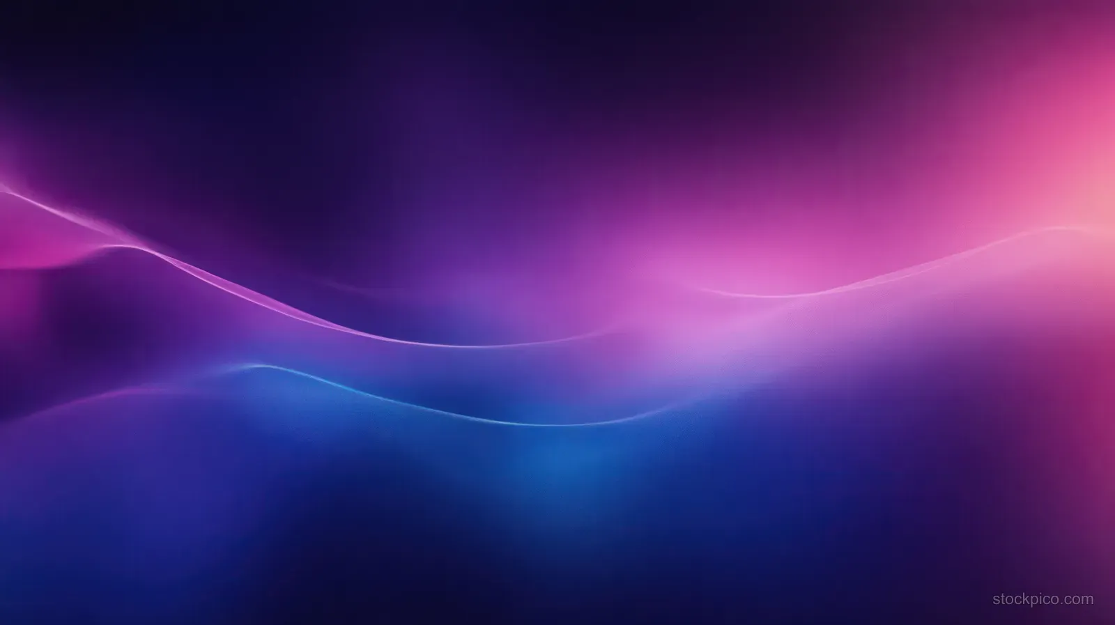 Dark blue and purple abstract gradient waves with a soft neon glow and subtle grain texture.