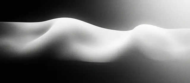 Black-and-white gradient background with soft wavy highlights and subtle noise texture across the frame.
