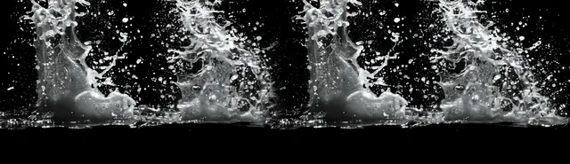 Transparent water fizz bursting with effervescent bubbles and sparkling highlights on black background