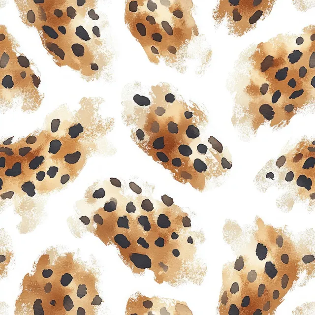 Watercolor leopard spot pattern seamless repeat in soft beige and brown tones