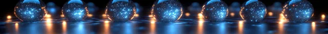Several glowing blue Earth spheres with city light patterns float in a dark space scene.