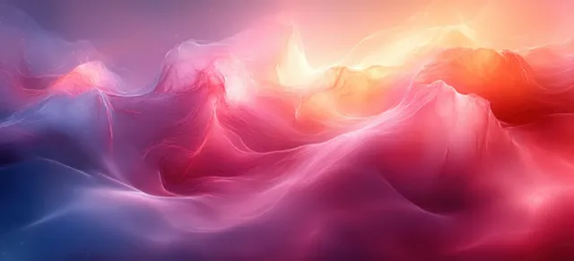 Pastel watercolor gradient background with dreamy pink, purple, and golden light swirls