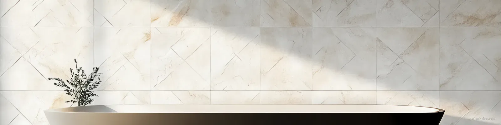 Softly lit minimalist marble wall with subtle veining and a small ledge shadow.
