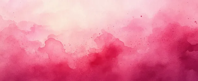 Pink watercolor wash with soft blot textures and faint paint splatters across a paper-like background.