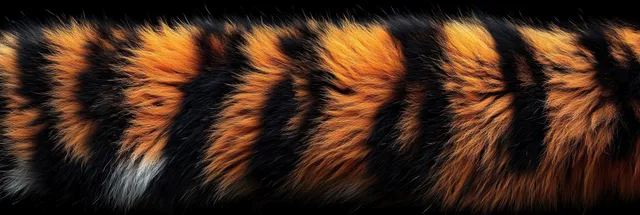 Close-up of tiger fur stripes texture with orange and black pelt hairs