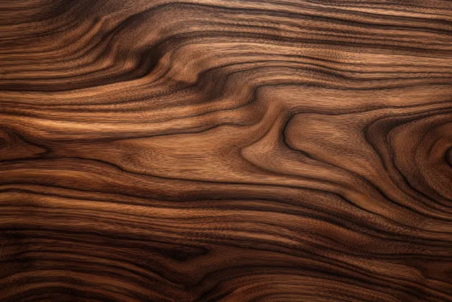Close-up walnut wood grain with warm highlights and smooth natural finish