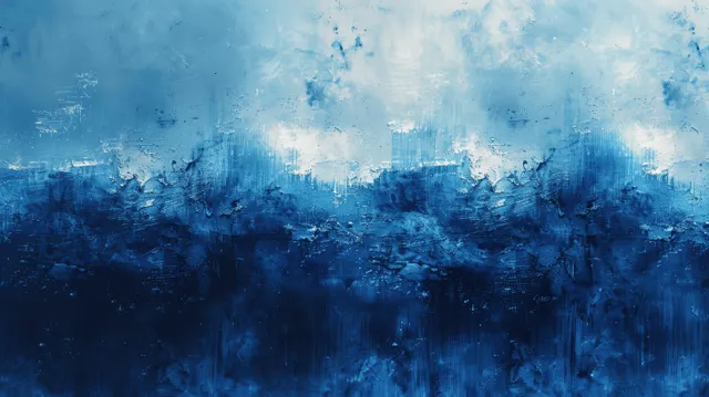 Dark blue watercolor wash with grunge texture and misty horizon background