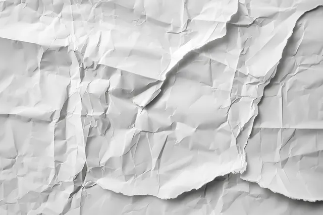 Crumpled white paper texture background with deep folds and torn edges for design layouts with Backgrounds And Textures