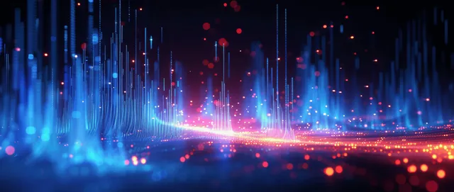 Blue neon light beams burst from center, abstract futuristic cyber tech background